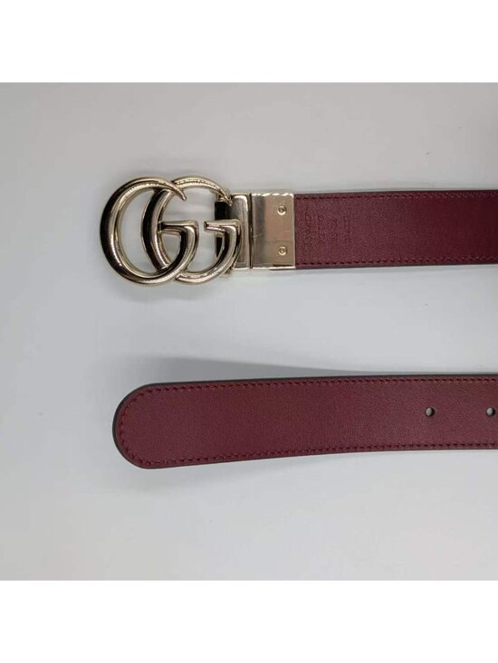 Gucci GG Supreme Marmont W30mm Reversible  Belt Beige Rosso Ancora Red 85cm 6594 main image 7